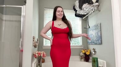 Little Red Dress Try On Haul Destroyed Gushing Big Natural Tits