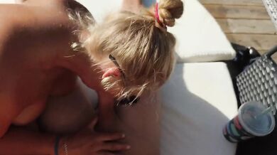 Destroyed Gushing Outdoor Blowjob On Sunny Sunbed Gone Public