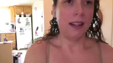 Canadian Milf Fresh Out Shower Long Wet Hair Naked Towel Drop Trying Outfits