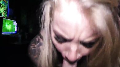 TATTOOED BLONDE ONLYFANS MODEL DESTROYS DICK POV CUMSHOT GUSHING MOUTH