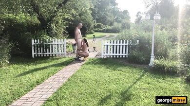 Outdoor Blowjob Real Married Couple George and Missy Gushing Cumshot Facial Uncut Cock