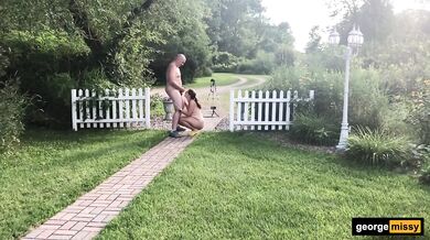 Outdoor Blowjob Real Married Couple George and Missy Gushing Cumshot Facial Uncut Cock