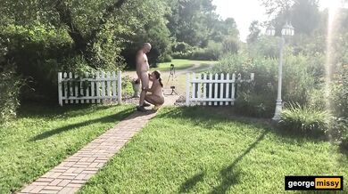 Outdoor Blowjob Real Married Couple George and Missy Gushing Cumshot Facial Uncut Cock