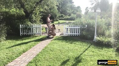 Outdoor Blowjob Real Married Couple George and Missy Gushing Cumshot Facial Uncut Cock