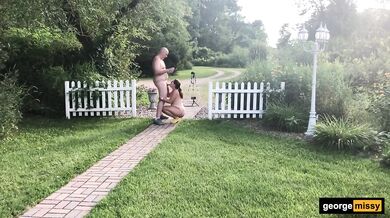 Outdoor Blowjob Real Married Couple George and Missy Gushing Cumshot Facial Uncut Cock