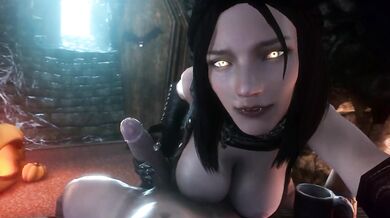 Serana Masturbates Big Tits Handjob In 3D Hentai Cartoon
