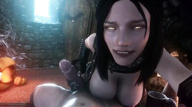 Serana Masturbates Big Tits Handjob In 3D Hentai Cartoon