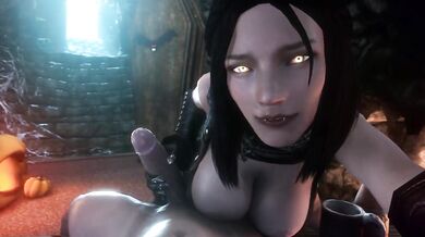 Serana Masturbates Big Tits Handjob In 3D Hentai Cartoon
