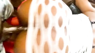 Ebony Apple BBW Booty Gets Destroyed By Monster Cock Backshots Dripping Wet Pussy Deep Creampie