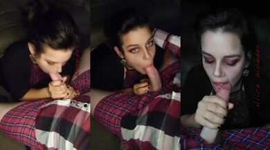 Pale Vampire Tinder Date Sucks Big White Veiny Cock for Blud but Gets Huge Cumload in Mouth Instead