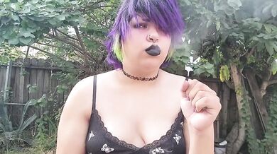 Latin Chubby BBW Destroyed By Smoking And Coughing Outside In Public