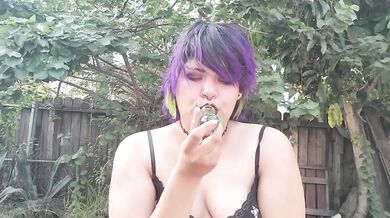 Latin Chubby BBW Destroyed By Smoking And Coughing Outside In Public
