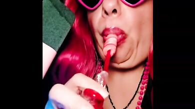 Lollipop Blowjob Natural Tits BBW Moaning Gushing