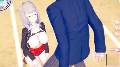 Koikatu Hentai Game Azusa Big Breasts Rubbed Blowjob Handjob Creampie