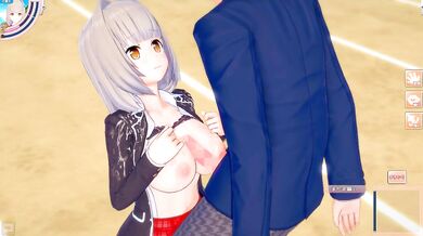 Koikatu Hentai Game Azusa Big Breasts Rubbed Blowjob Handjob Creampie