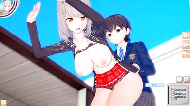 Koikatu Hentai Game Azusa Big Breasts Rubbed Blowjob Handjob Creampie