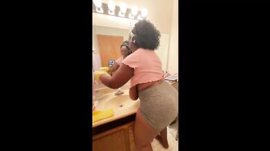 Ebony BBW Cleaning Maid Nip Slip Shirt Hanging Out Thick Thighs Big Ass