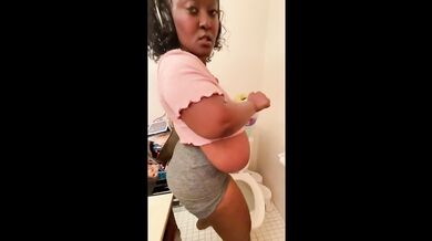 Ebony BBW Cleaning Maid Nip Slip Shirt Hanging Out Thick Thighs Big Ass