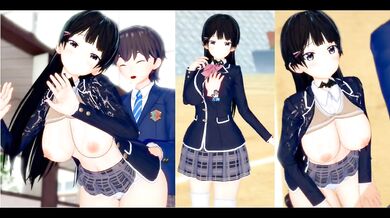 Destroyed Gushing Choked Big Tits Vtuber Tsukino Mito Koikatsu 3DCG Hentai Blowjob Handjob