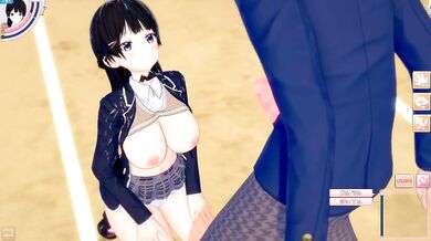 Destroyed Gushing Choked Big Tits Vtuber Tsukino Mito Koikatsu 3DCG Hentai Blowjob Handjob