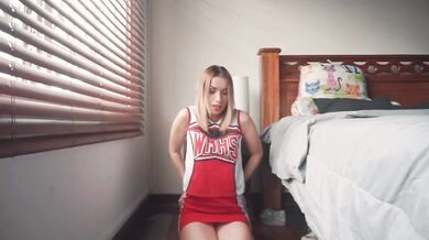Petite Blonde Cheerleader Destroyed Her Pervy Coach Audition With Reverse Cowgirl Dildo Riding Masturbation