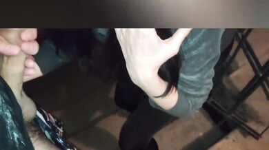 Cheated on my husband with a neighbor in the building entrance fucking my neighbor hot sex blowjob in public cum on leggings