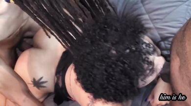 Kylie Fae Ebony POV Double Blowjob Messy Facial With Dreadheadbandit