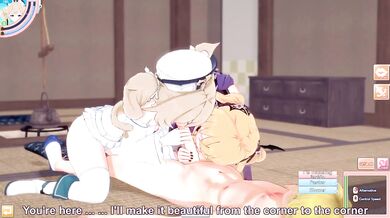 Destroyed Gushing Fischl Barbara Threesome Blonde Guy Hentai Game