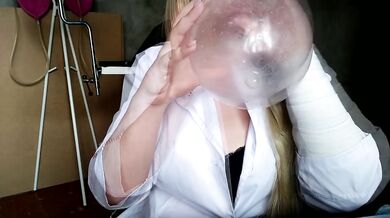 Nurse MILF BBW mom shows how to make a vagina from a condom for cum jerk off instruction