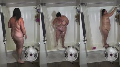 Verified Amateur BBW Milf Taking a Soapy Shower Undressing in Thong and Panties