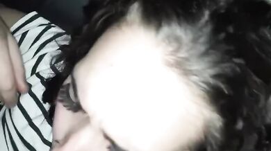 Brunette Green Eyes Deepthroat Moans Working Hard to Swallow Cumshot