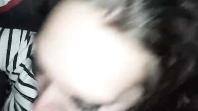 Brunette Green Eyes Deepthroat Moans Working Hard to Swallow Cumshot