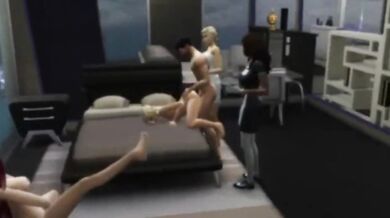 Five Horny Girls Destroyed By Big Cock Gangbang Sims Cartoon