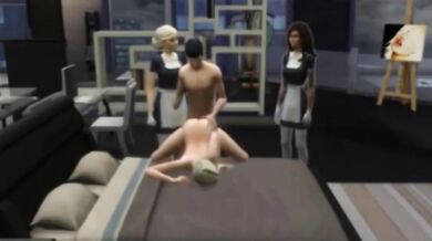 Five Horny Girls Destroyed By Big Cock Gangbang Sims Cartoon