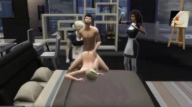 Five Horny Girls Destroyed By Big Cock Gangbang Sims Cartoon