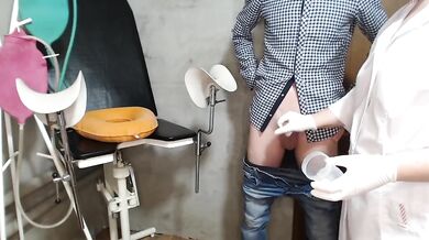 Chubby BBW MILF Nurse in Fake Hospital Clinic Gushes Big Cumshot on Young Male Patient