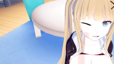 Blonde Big Tits Schoolgirl Rubs Breasts Massage and Takes Big Dick Blowjob
