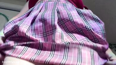 Bratty Red Head Jerk Off Instruction Cum Encouragement In Plaid Skirt With Big Ass Pussy