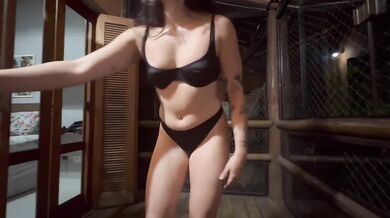 He fucked my pussy at the balcony in a best fuck ever doggy chair sex creampie homemade real couple