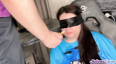 Amateur BBW Brunette Choked on Huge Cumshots Taste Game Guess