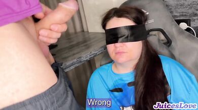 Amateur BBW Brunette Choked on Huge Cumshots Taste Game Guess