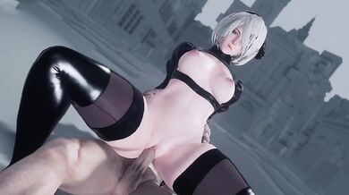 Nier Automata 2B Destroyed Sasuke Gushing Pussy Licking HD Hentai