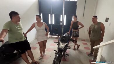Latinas Caught Having Hard Fast Sex In Moto Parking Lot With Strangers Getting Choked And Gushing
