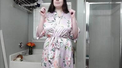Silk Robe Try On Haul Destroyed By Big Tits Natural Boobs