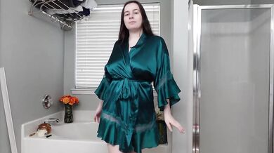 Silk Robe Try On Haul Destroyed By Big Tits Natural Boobs