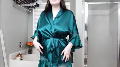 Silk Robe Try On Haul Destroyed By Big Tits Natural Boobs