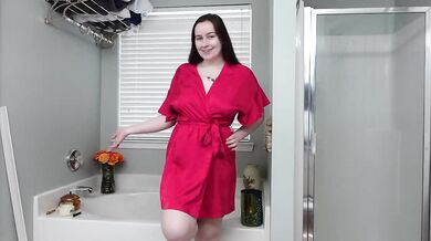 Silk Robe Try On Haul Destroyed By Big Tits Natural Boobs
