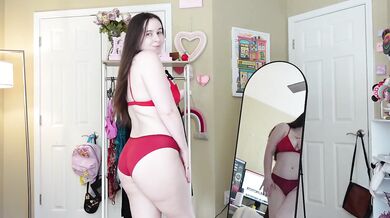 Red Lingerie Try On Haul Destroyed By Big Tits Big Ass Natural Brunette Amateur HD