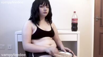 Gushing Belly Inflation Eating 12 Chocolate Filled Crepes Weight Gain Progress