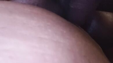 Ebony BBW fat pussy destroyed by big dildo just the tip tease tight gripping